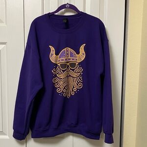 Gildan Purple Sweatshirt with Gold Viking Graphic
